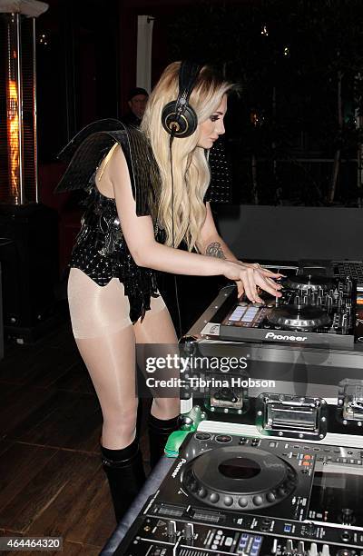 Caroline Burt performs at Victoria Fuller's 'The Beauty Code' art show at The Redbury Hotel on February 25, 2015 in Hollywood, California.