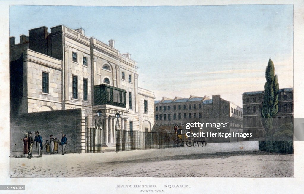 View of the north side of Manchester Square, Marlebone, London, 1813. Artist: Anon