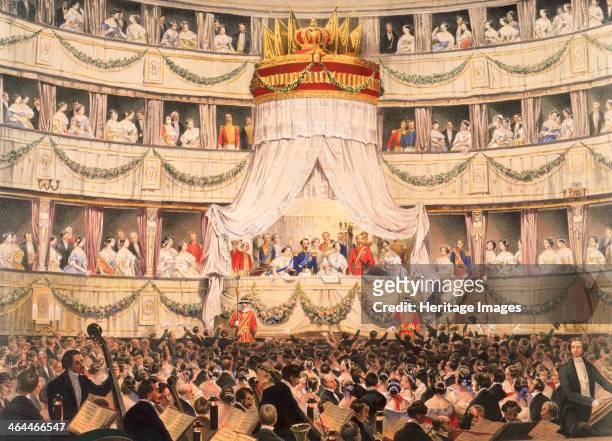 State visit to Royal Italian Opera, now the Royal Opera House, Covent Garden, London, before 1892.
