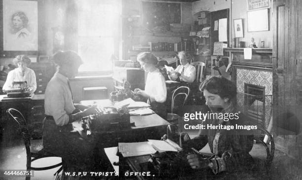 The inner office, Clement's Inn, The Strand, September 1911. Run by the General Office Manager, Miss Kerr, seen at her desk in the top right-hand...
