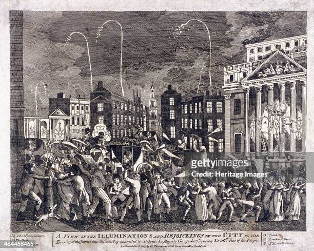View of the celebrations which took place outside the Mansion house, London, on 25 October 1809, to mark the Golden Jubilee of King George III.