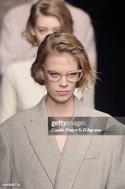 Model walks the runway at the Max Mara show during the Milan Fashion Week Autumn/Winter 2015 on February 26, 2015 in Milan, Italy.