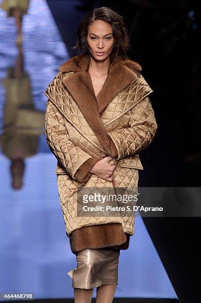 Joan Smalls walks the runway at the Max Mara show during the Milan Fashion Week Autumn/Winter 2015 on February 26, 2015 in Milan, Italy.