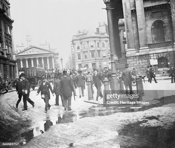 Businessmen by the Bank of England and the Royal Exchange, City of London, .