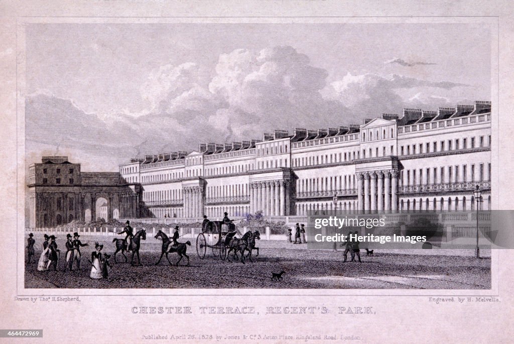 Chester Terrace, Regent's Park, Marylebone, London, 1828. Artist: Harlen Melville