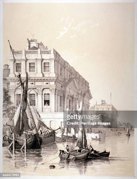The Royal Naval Hospital, Greenwich, London, 1838. View from the water.