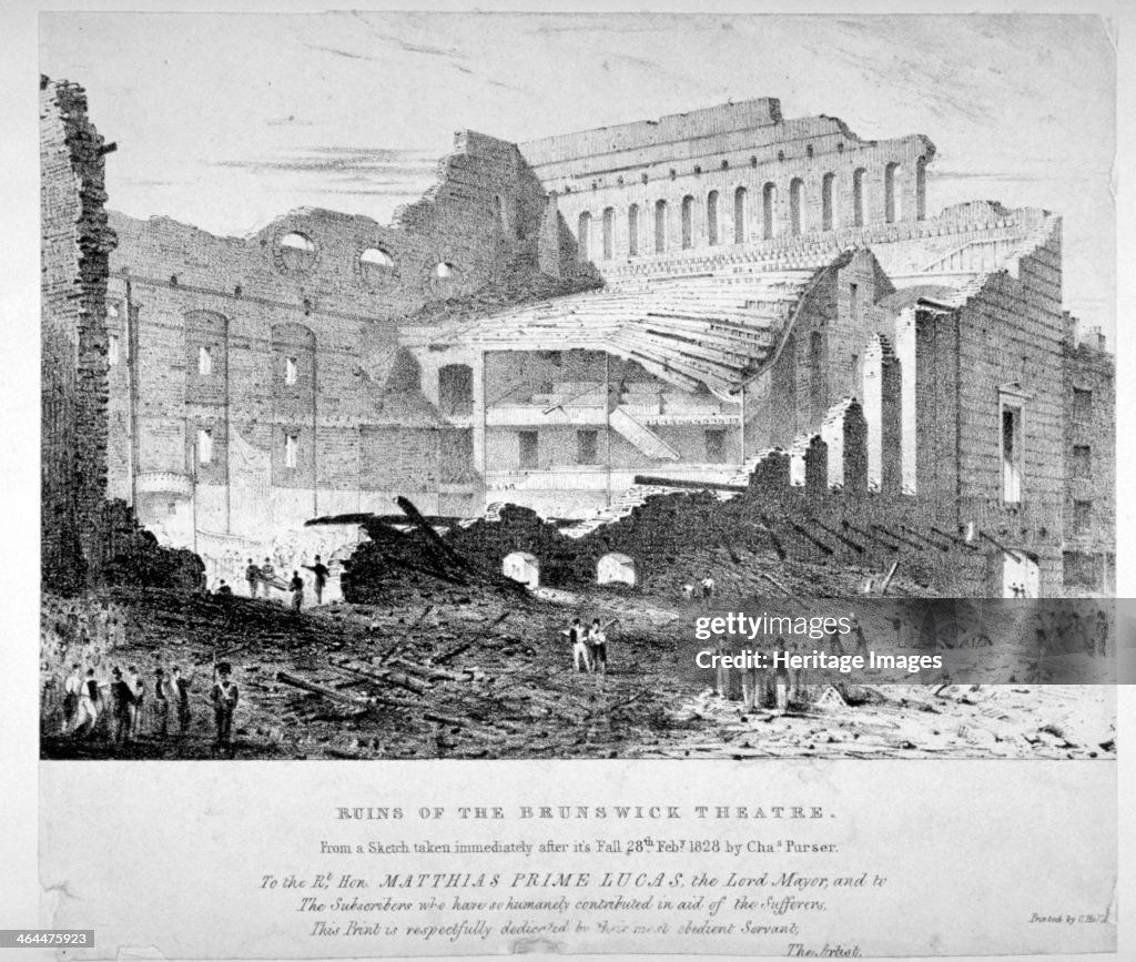 Ruins of Brunswick Theatre, Goodman's Fields, Stepney, London, 1828. Artist: Anon