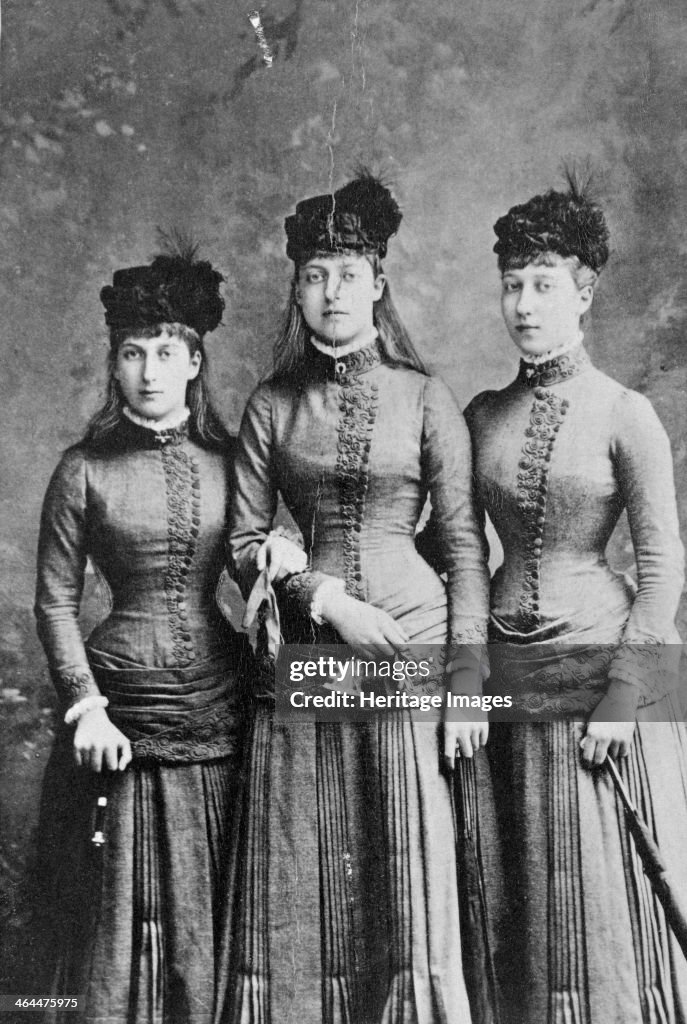 Daughters of King Edward VII; Princess Maud, Louise and Victoria of Wales, 1886.