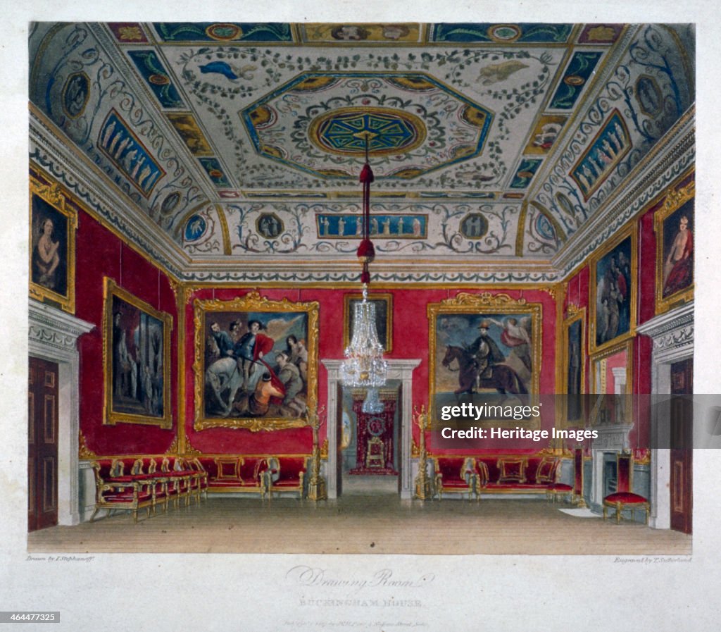 Interior view of the drawing room in Buckingham House, Westminster, London, 1817. Artist: Thomas Sutherland