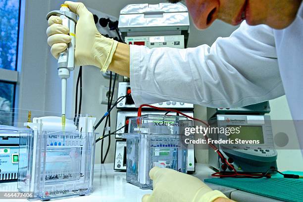 Technician prepares the SDS electrophoresis analysis, which is one of the methods for the detection of doping with EPO on February 25, 2015 in...