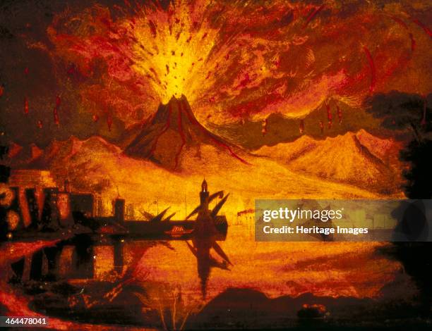 'Mount Vesuvius, as represented at the Surrey Zoological Gardens', London, 1837. A recontstruction of an eruption of the volcano Vesuvius, showing...