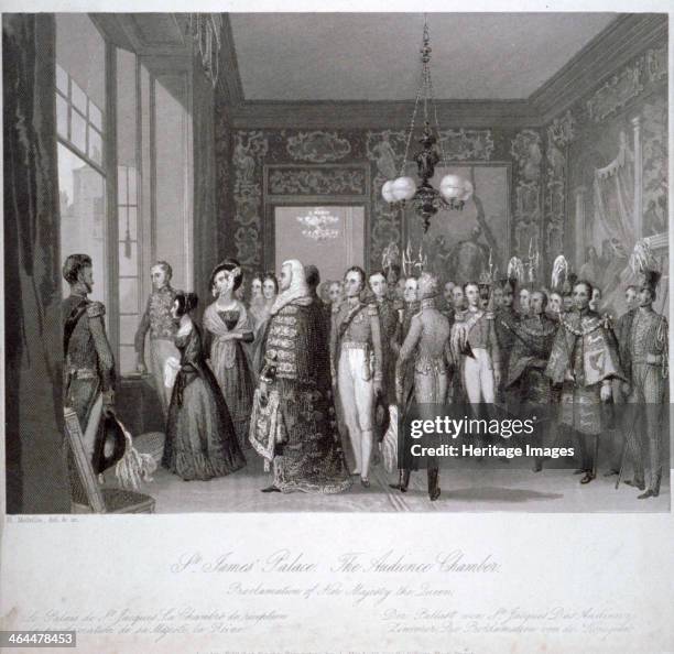 People in the the audience chamber in St James's Palace, Westminster, London, 1837.