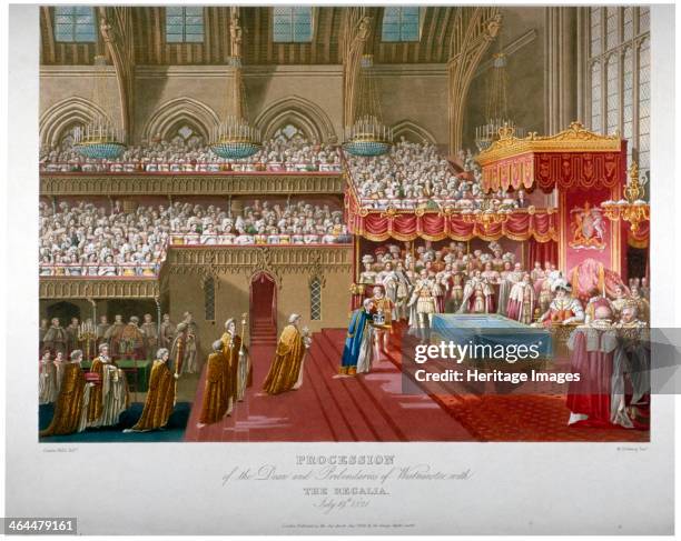 Coronation of King George IV, Westminster Hall, London, 1821 . 'Procession of the Dean and Prebendaries of Westminster with the regalia, July 19th...