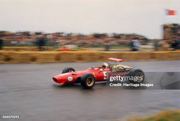 Chris Amon in a Ferrari V12, Dutch Grand Prix, Zandvoort, 1968. Having qualified in pole position, he finished the rain-affected race in 6th place....