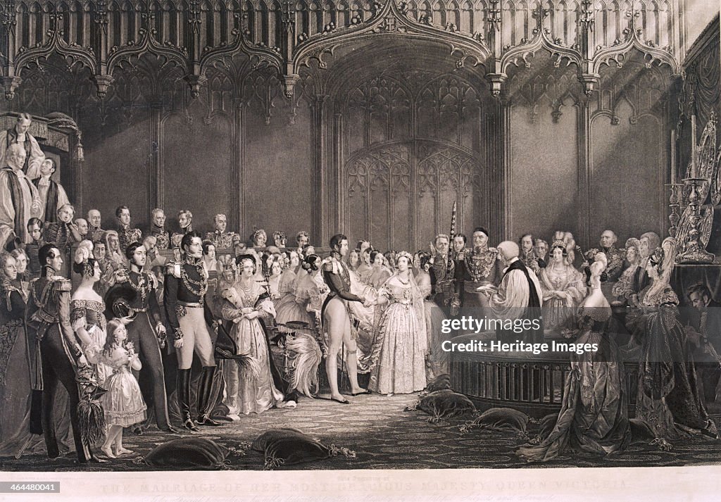 Queen Victoria and Prince Albert's marriage in St James's Palace, London, 1840. Artist: Anon