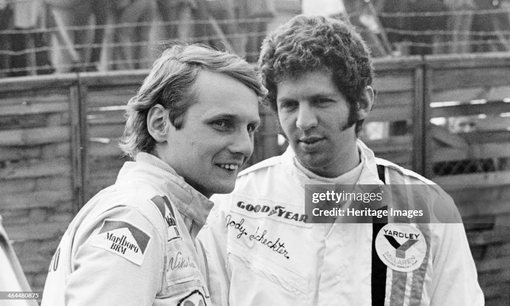 Niki Lauda and Jody Schekter, Race of Champions, Brands Hatch, Kent, 1973.