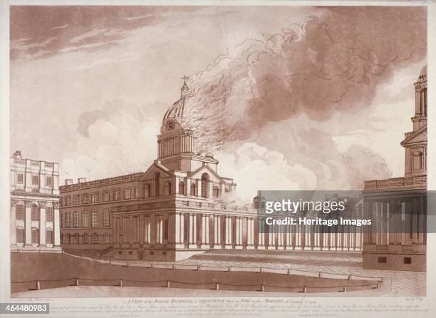 View of the fire at Greenwich Hospital, London, on the morning of 2nd January, 1779.