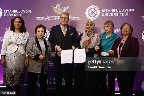 Nobel Peace Prize 1997 winner Jody Williams , Nobel Peace Prize 2011 Winner Tawakkul Karman , Nobel Peace Prize 2003 Shirin Ebadi , Tunisian former...