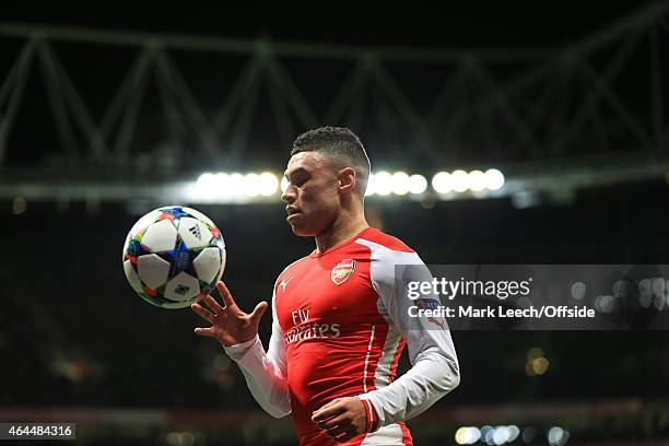 Alex Oxlade-Chamberlain of Arsenal during the UEFA Champions League round of 16, first leg match between Arsenal and Monaco at The Emirates Stadium...