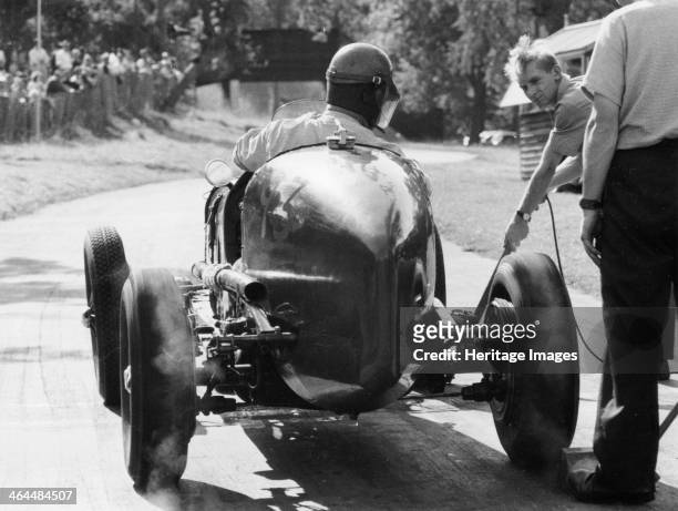 Prescott Hill Climb, Gloucestershire, 27th August 1961. A car waits at the start of the event, one of the premier British hill climbs held near...