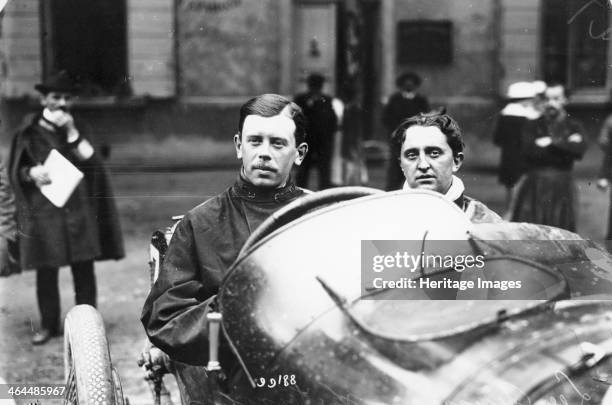 Kenelm Lee Guinness behind the wheel of a Sunbeam c1913-c1924. Lee Guinness took the land speed record to 133.75 mph at Brooklands in 1922. His other...