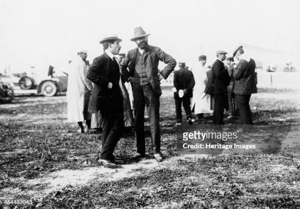 Louis Renault and Edouard Michelin at the French Grand Prix, Dieppe, 1908. In 1889 the Michelin company was created with Edouard Michelin as the...