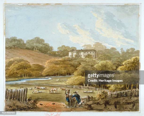 Beckenham Place and grounds, Beckenham, Kent, c1790. View with cattle and figures. Beckenham Place Park is now in the London borough of Lewisham.