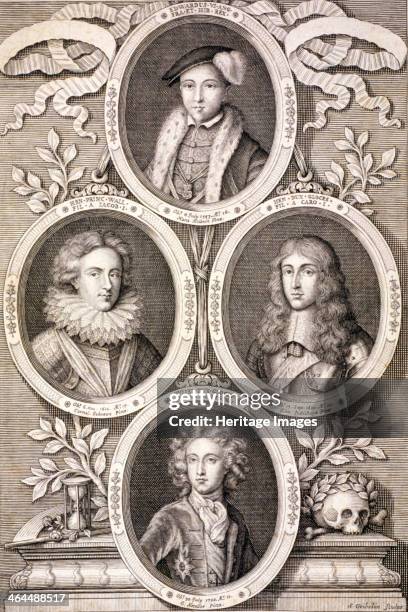 Edward VI, Henry, Duke of Gloucester and William, Dukes of Gloucester, and Henry, Duke of Gloucester, Prince of Wales, c1700. They are surrounded by...