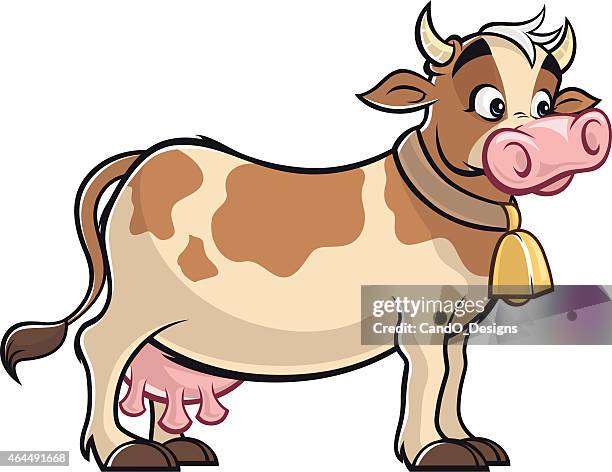 brown cow - cowbell stock illustrations