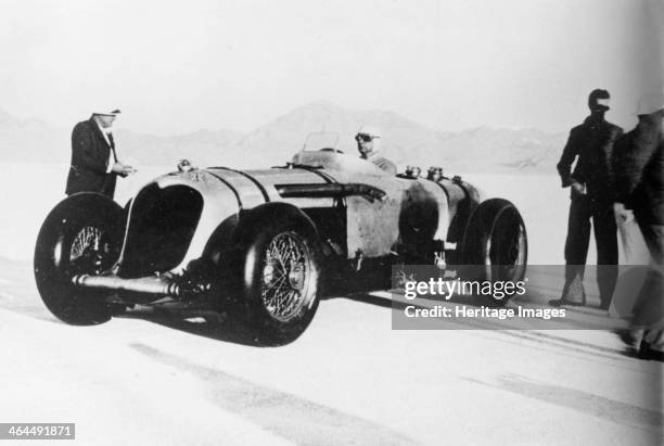 John Cobb in his Napier-Railton, Bonneville Salt Flats, Utah, USA, c1935-c1936. Cobb drove this car to set a record speed for a 24 hour period of...