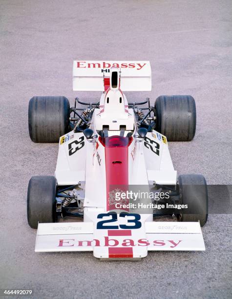 Embassy Hill GH2 Formula 1 racing car. Twice World Drivers' Champion Graham Hill set up his own team to compete in Formula 1 in 1973. The cars...