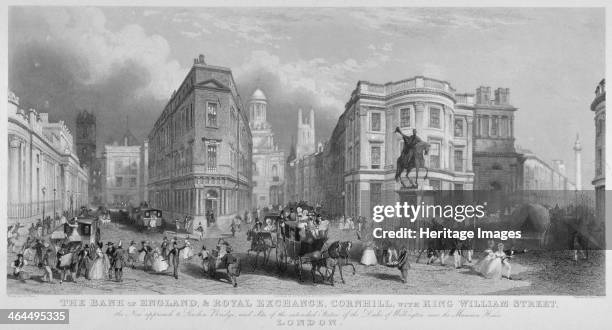 Cornhill, Lombard Street and King William Street, looking east, City of London, 1837. Just visible on the left is the Bank of England and on the...