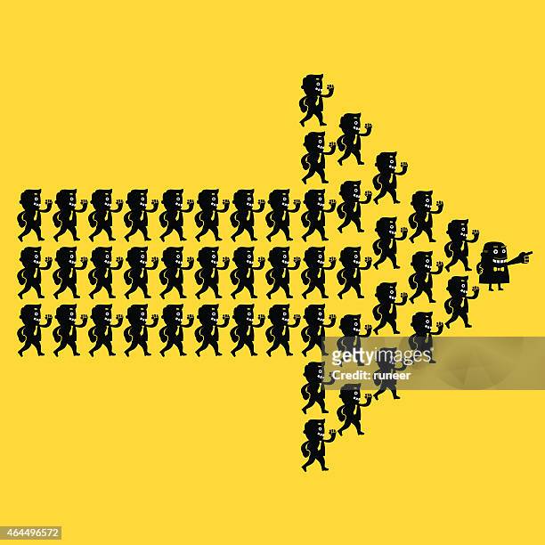 business team direction (arrow formation) | yellow business concept - cult stock illustrations