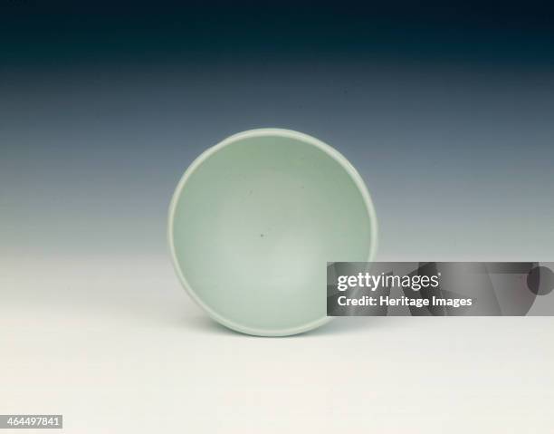 Longquan celadon cup, Southern Song dynasty, Zhejiang province, China, 1127-1279. Longquan cup of 'bubble bowl' form with high rounded sides rising...