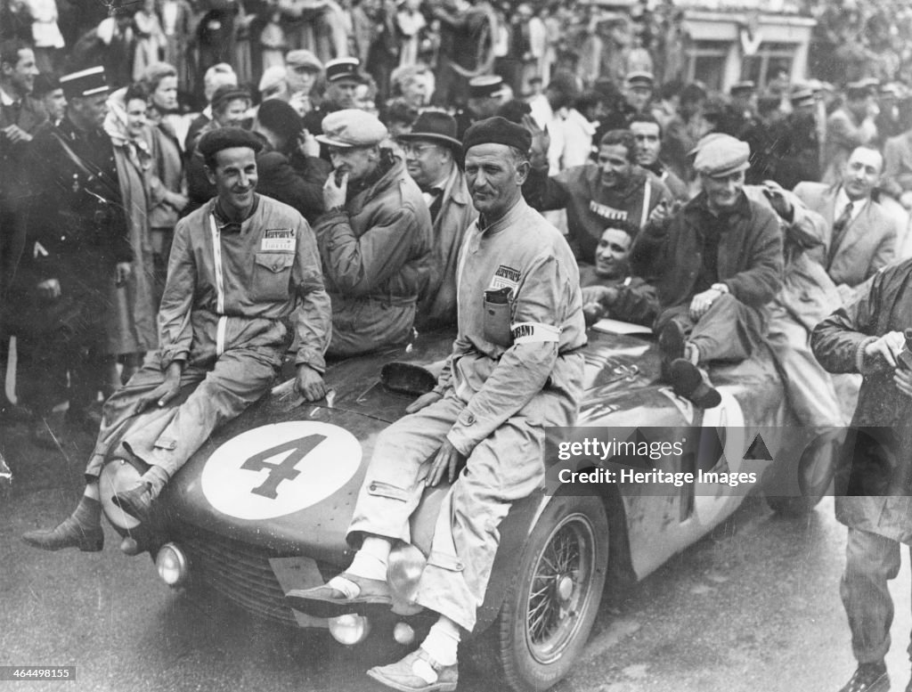 The victorious Ferrari of Froilan Gonzalez and Maurice Trintignant, Le Mans 24 hours, France, 1954.