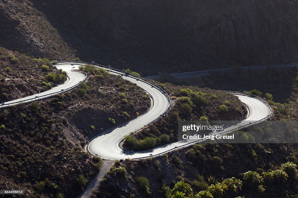 Serpentine road in central Gran Canaria