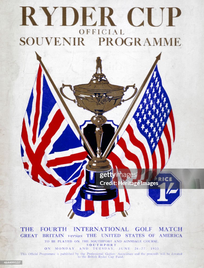 Official Souvenir Programme for the Ryder Cup, 1933.