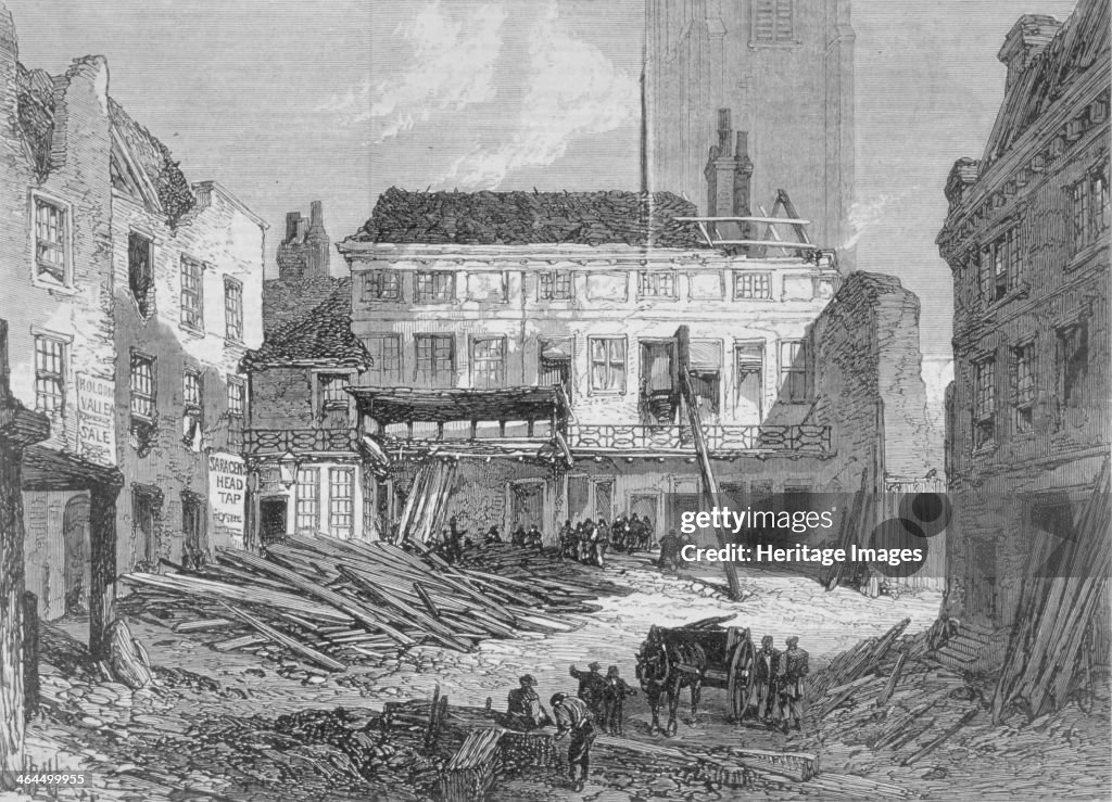 View of the demolition of the Saracen's Head Inn, Snow Hill, City of London, 1868. Artist: RCH