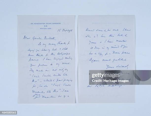 Handwritten letter by Bernard Darwin , London, 1955. Handwritten letters by Darwin are among the most sought-after letters of all. This one, complete...