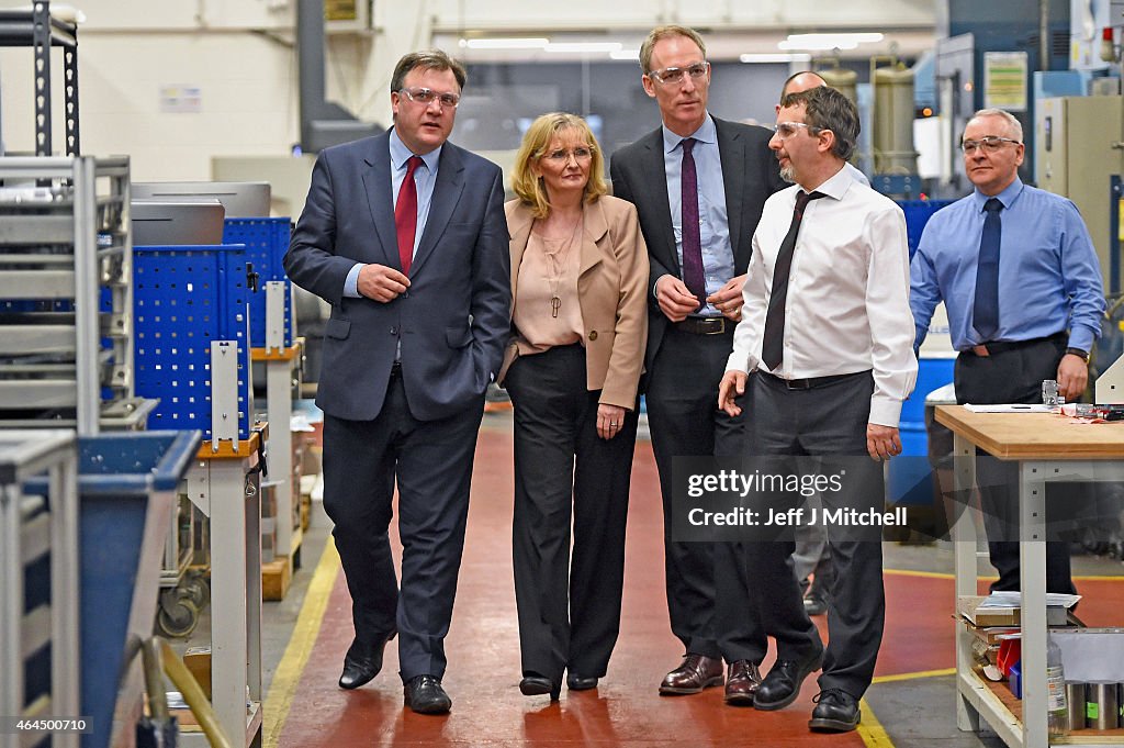 Shadow Chancellor Ed Balls Joins Scottish Labour Leader Jim Murphy For Factory Visit