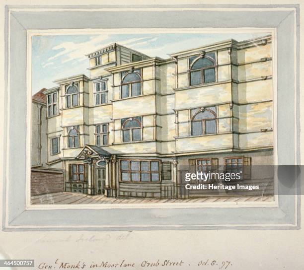 House of George Monck, Duke of Albermarle in Grub Street, now Milton Street, City of London, 1813.