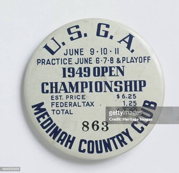 This spectator's plastic badge for the US Open shows that in 1949 an admission pass for the tournament was $7.50. Today it costs over $100.