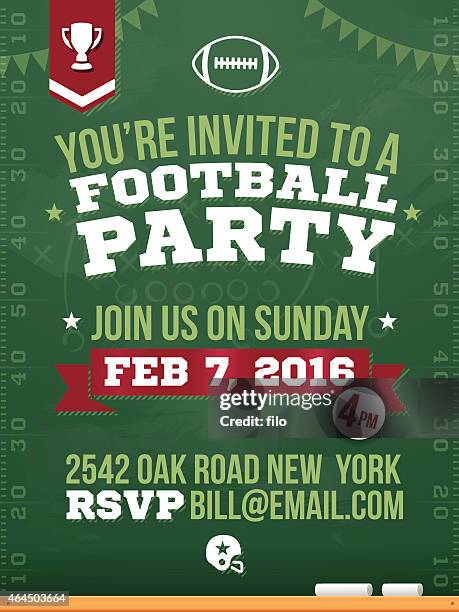 illustrations, cliparts, dessins animés et icônes de horizontal affiche fête de football - ballon de football américain