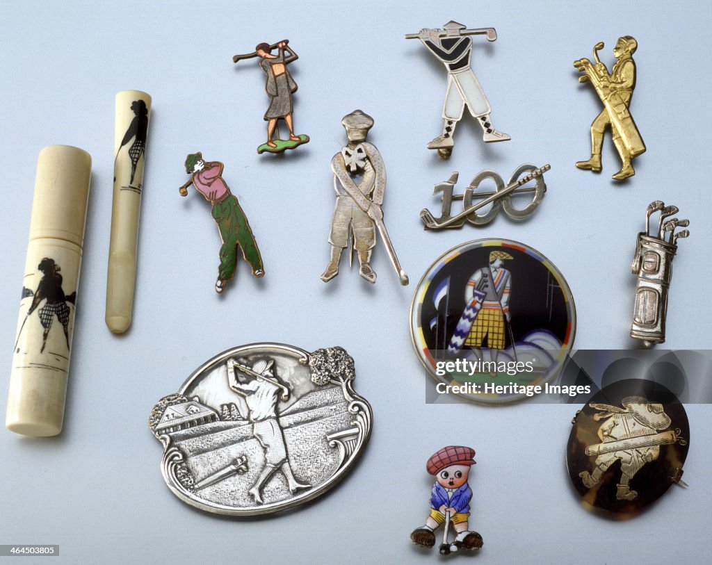 Selection of golfing brooches, c1915-1939.
