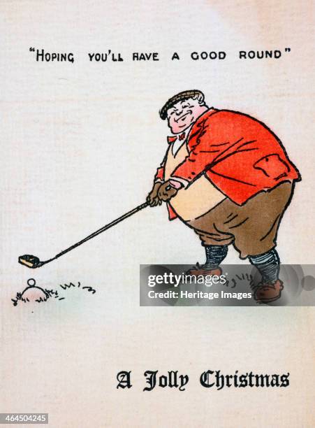 Christmas card with a golfing theme, c1910.
