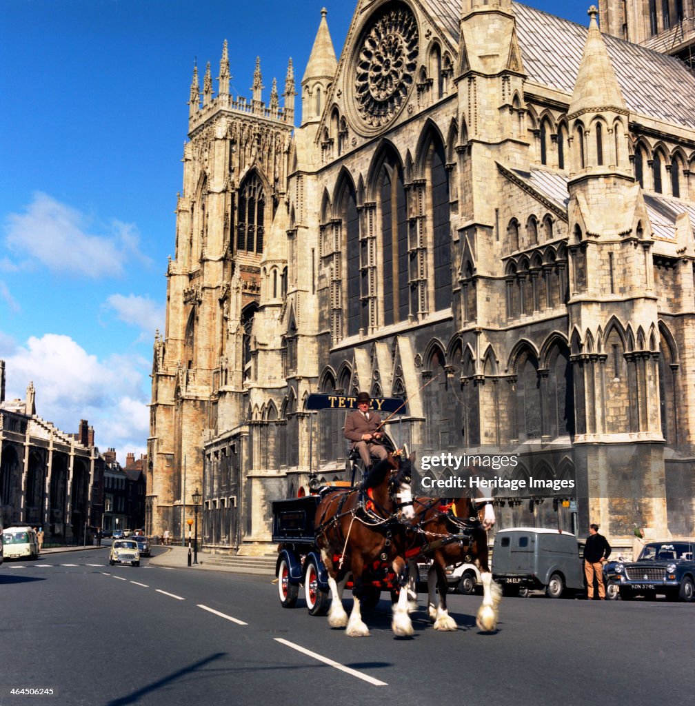 Tetley shire horses outside York Minster, North Yorkshire, 1969. Artist: Michael Walters