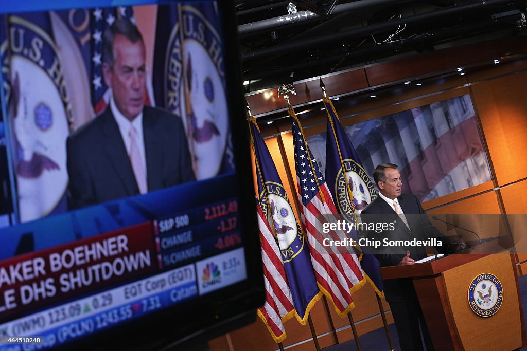 House Speaker John Boehner Holds His Weekly Media Briefing