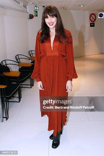 Singer Nolwenn Leroy attends the 'Vivement Dimanche' French TV show at Pavillon Gabriel on January 22, 2014 in Paris, France.