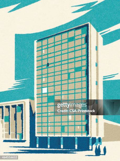 tall building - student accomodation stock illustrations