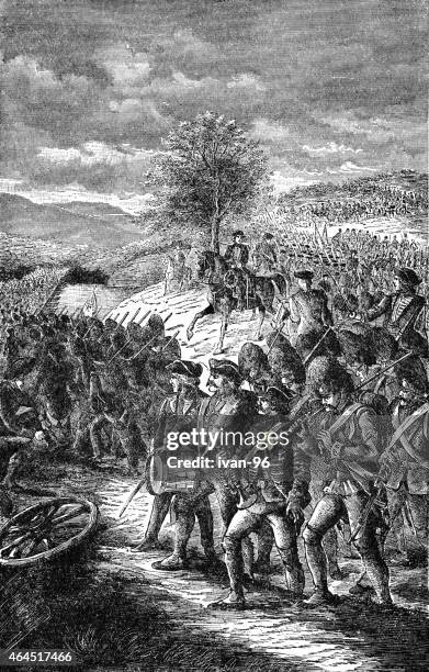 ilustrações de stock, clip art, desenhos animados e ícones de burgoyne s army marchar de saratoga - revolução